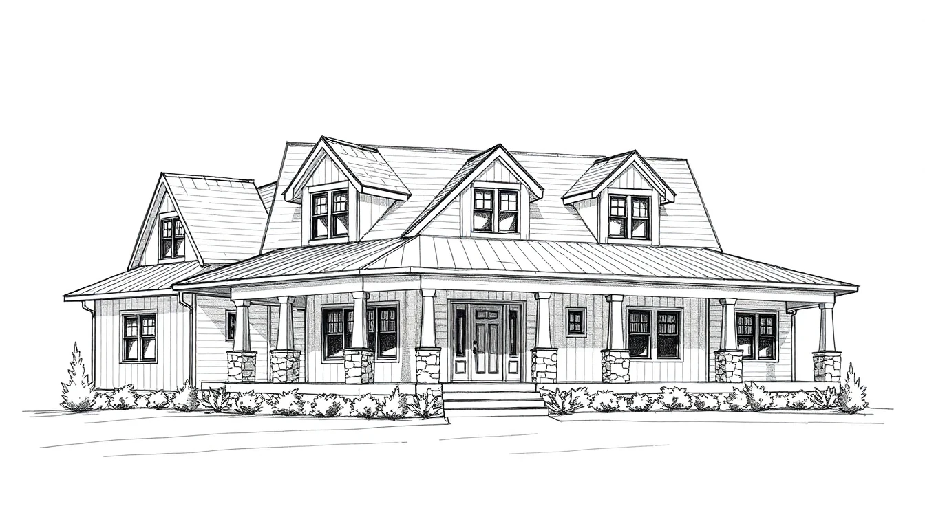 Architectural sketch — custom farmhouse